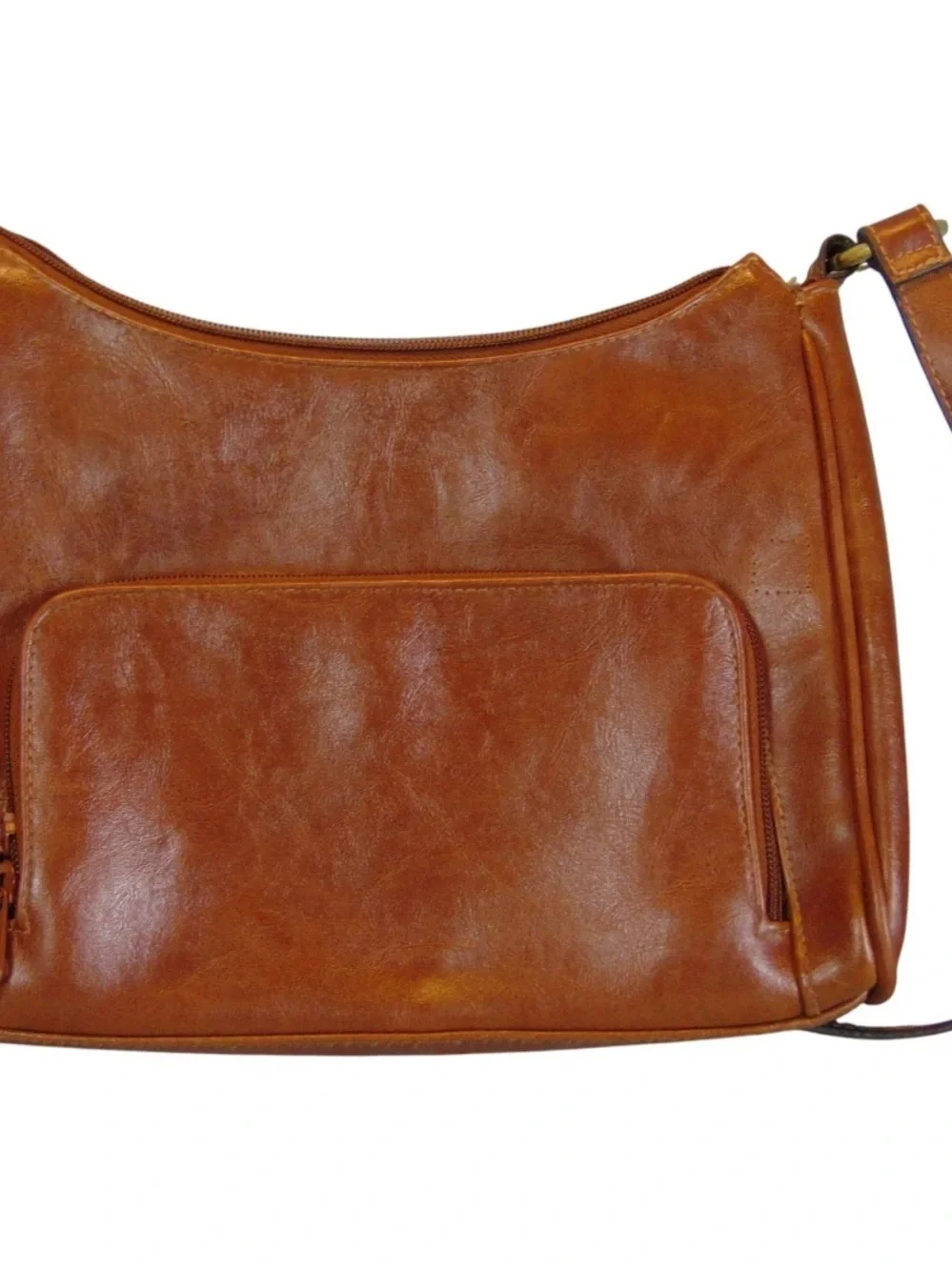 Vintage John Romaine Leather Crossbody Bag Brown Brass Shoulder Purse